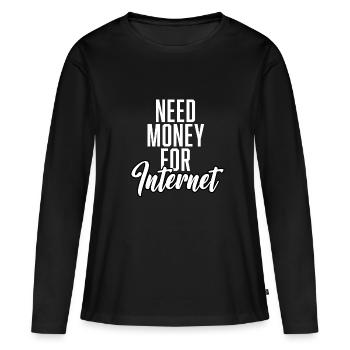 Besoin d’argent pour Internet - T-shirt manches longues Premium bio Femme - noir - Devant - Julia (174cm)