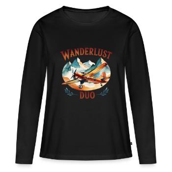 Avion rétro – Wanderlust Duo - T-shirt manches longues Premium bio Femme - noir - Devant - Julia (174cm)