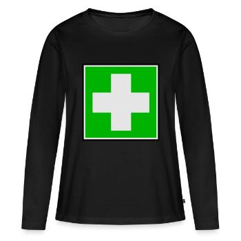 Première Croix de l'aide - T-shirt manches longues Premium bio Femme - noir - Devant - Julia (174cm)
