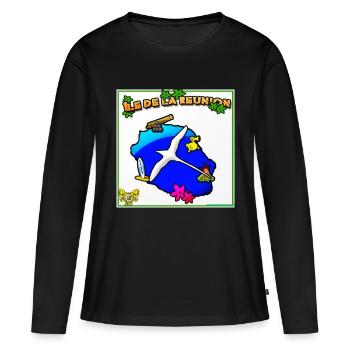 Ile de la Reunion Paille en queue - T-shirt manches longues Premium bio Femme - noir - Devant - Julia (174cm)