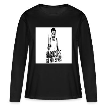 Hardcore is kein spass - Frauen Premium Bio Langarmshirt - Schwarz - Vorne - Julia (174cm)