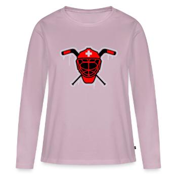 Hockey Goalie Mask Suisse - T-shirt manches longues Premium bio Femme - rose poudré - Devant - Julia (174cm)