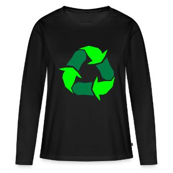 Recycling Symbol Grüne Pfeile Kreislauf Abfall - Frauen Premium Bio Langarmshirt - Schwarz - Vorne - Julia (174cm)