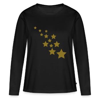 Weihnachten Sterne vom Himmel - Frauen Premium Bio Langarmshirt - Schwarz - Vorne - Julia (174cm)