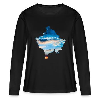 Kosova Klimbing - T-shirt manches longues Premium bio Femme - noir - Devant - Julia (174cm)