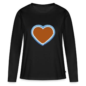 lebkuchenherz - Frauen Premium Bio Langarmshirt - Schwarz - Vorne - Julia (174cm)