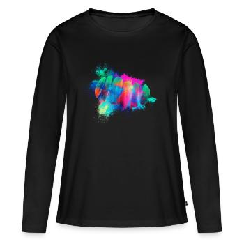 Tranches d'orange isolés colorés - T-shirt manches longues Premium bio Femme - noir - Devant - Julia (174cm)