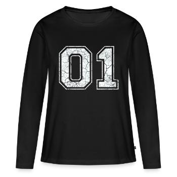 01 dans blanc in Used Look - T-shirt manches longues Premium bio Femme - noir - Devant - Julia (174cm)