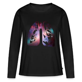 Lunge - Frauen Premium Bio Langarmshirt - Schwarz - Vorne - Julia (174cm)