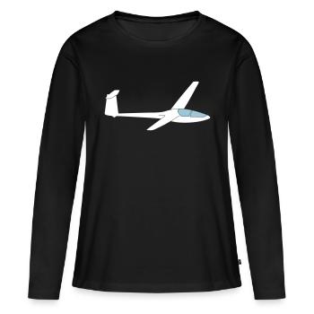 Kestrel 401 Segelflugzeug Segelflieger gleiten - Frauen Premium Bio Langarmshirt - Schwarz - Vorne - Julia (174cm)