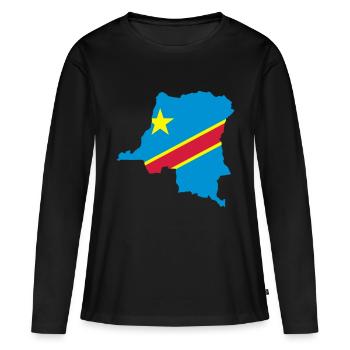 Kongo Map - Frauen Premium Bio Langarmshirt - Schwarz - Vorne - Julia (174cm)