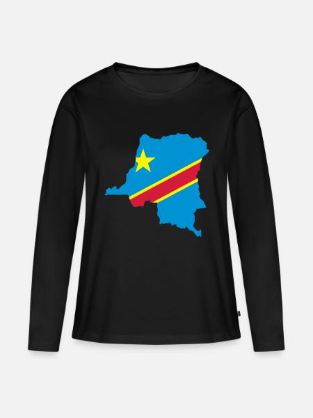 Kongo Map - Frauen Premium Bio Langarmshirt - Schwarz