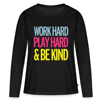 Work Hard - T-shirt manches longues Premium bio Femme - noir - Devant - Julia (174cm)