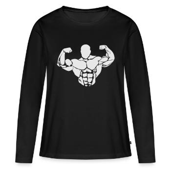 Musculation - T-shirt manches longues Premium bio Femme - noir - Devant - Julia (174cm)