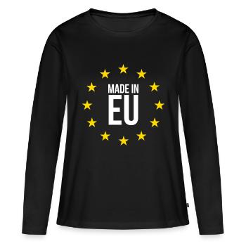 Made in EU - Frauen Premium Bio Langarmshirt - Schwarz - Vorne - Julia (174cm)