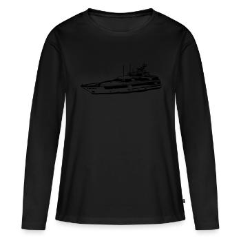yacht - Frauen Premium Bio Langarmshirt - Schwarz - Vorne - Julia (174cm)