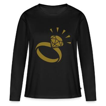 Diamantring - Frauen Premium Bio Langarmshirt - Schwarz - Vorne - Julia (174cm)