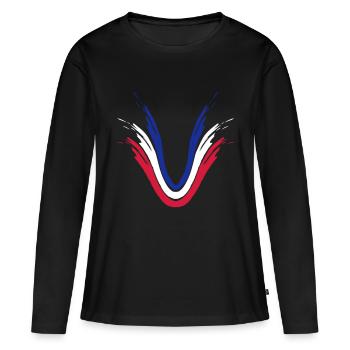 origine fan coups de pinceau france drapeau couleur - T-shirt manches longues Premium bio Femme - noir - Devant - Julia (174cm)