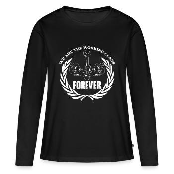 working class forever - Frauen Premium Bio Langarmshirt - Schwarz - Vorne - Julia (174cm)