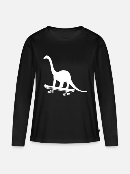 Dinosaurier Dino - Frauen Premium Bio Langarmshirt - Schwarz