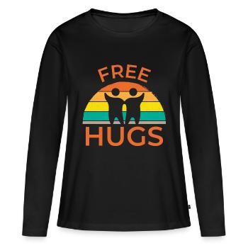 FREE HUGS - T-shirt manches longues Premium bio Femme - noir - Devant - Julia (174cm)