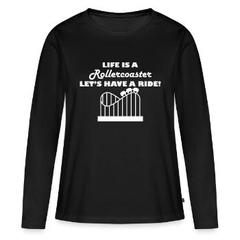 Rollercoaster montagnes russes - T-shirt manches longues Premium bio Femme - noir - Devant - Julia (174cm)