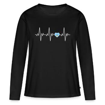 St Lucia Heartbeat ECG Cadeau - T-shirt manches longues Premium bio Femme - noir - Devant - Julia (174cm)