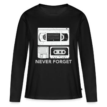 90er Jahre Neunziger Mottoparty Retro - Frauen Premium Bio Langarmshirt - Schwarz - Vorne - Julia (174cm)