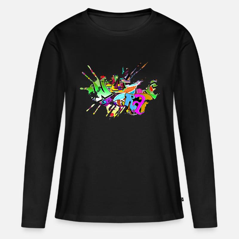 Graffiti - Frauen Premium Bio Langarmshirt - Schwarz