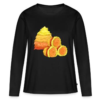 Balle de foin - T-shirt manches longues Premium bio Femme - noir - Devant - Julia (174cm)