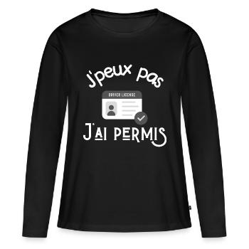 je peux pas j'ai permis - T-shirt manches longues Premium bio Femme - noir - Devant - Julia (174cm)