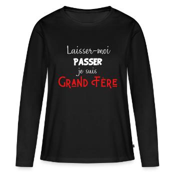laisse-moi passer je suis grand frère - T-shirt manches longues Premium bio Femme - noir - Devant - Julia (174cm)