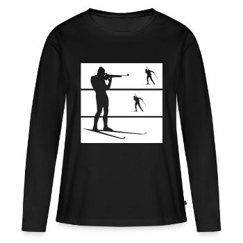 Skiskydning - Premium økologisk langærmet T-shirt til kvinder - sort - Foran - Julia (174cm)