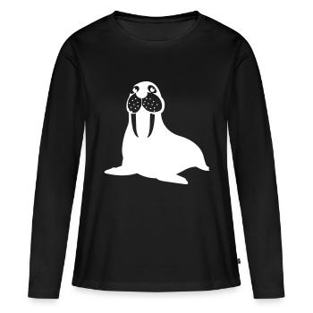 walross - Frauen Premium Bio Langarmshirt - Schwarz - Vorne - Julia (174cm)