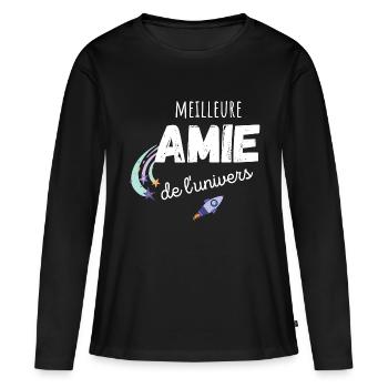 meilleure amie de l'univers cadeau amie - T-shirt manches longues Premium bio Femme - noir - Devant - Julia (174cm)