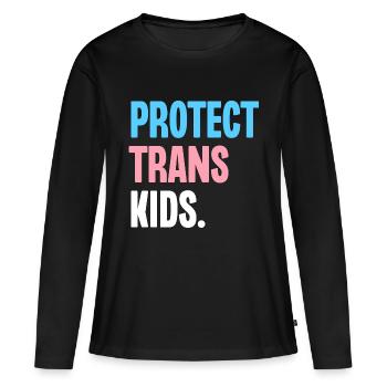 Protéger les enfants trans - T-shirt manches longues Premium bio Femme - noir - Devant - Julia (174cm)