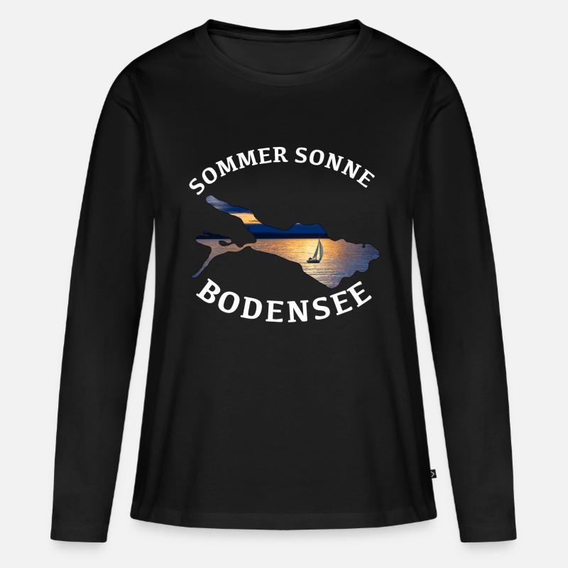 Bodensee - Frauen Premium Bio Langarmshirt - Schwarz