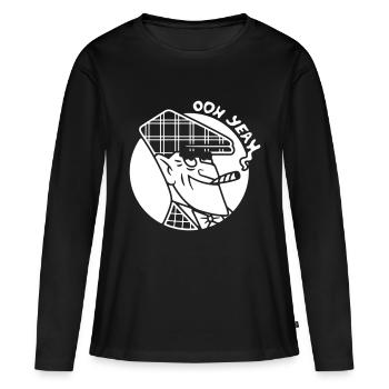 Nick Knatterton mit Joint - Frauen Premium Bio Langarmshirt - Schwarz - Vorne - Julia (174cm)