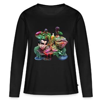 Plante carnivore - T-shirt manches longues Premium bio Femme - noir - Devant - Julia (174cm)