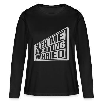 Beer Me Me marier - T-shirt manches longues Premium bio Femme - noir - Devant - Julia (174cm)