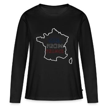 Girl from France (fille de France) - T-shirt manches longues Premium bio Femme - noir - Devant - Julia (174cm)