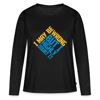 Je peux me tromper - T-shirt manches longues Premium bio Femme - noir - Devant - Julia (174cm)