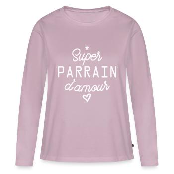 super parrain d amour - T-shirt manches longues Premium bio Femme - rose poudré - Devant - Julia (174cm)