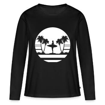 Surf Surfboard Surfer Idée Cadeau - T-shirt manches longues Premium bio Femme - noir - Devant - Julia (174cm)