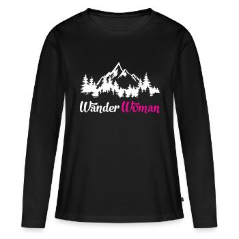 Hiking Woman Mountains Hiking fun - Women's Premium Organic Long Sleeve Shirt - black - Front - Julia (174cm)