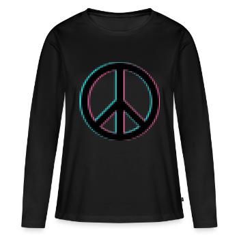 PEACE PIXEL - Frauen Premium Bio Langarmshirt - Schwarz - Vorne - Julia (174cm)