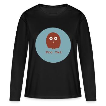 Pro Owl, Pro Eule, Pro Waldbewohner - Frauen Premium Bio Langarmshirt - Schwarz - Vorne - Julia (174cm)