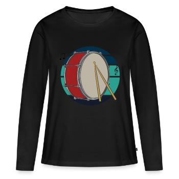Mélodie de batterie - T-shirt manches longues Premium bio Femme - noir - Devant - Julia (174cm)
