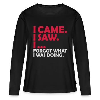 Je suis venu, j’ai vu, j’ai oublié - T-shirt manches longues Premium bio Femme - noir - Devant - Julia (174cm)
