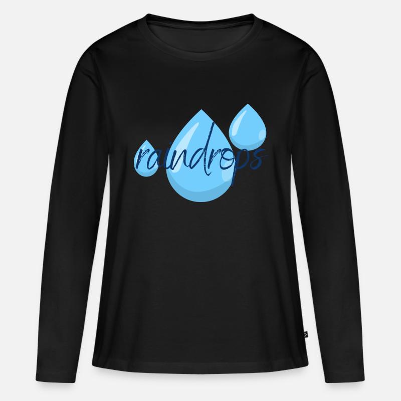 raindrops - Frauen Premium Bio Langarmshirt - Schwarz